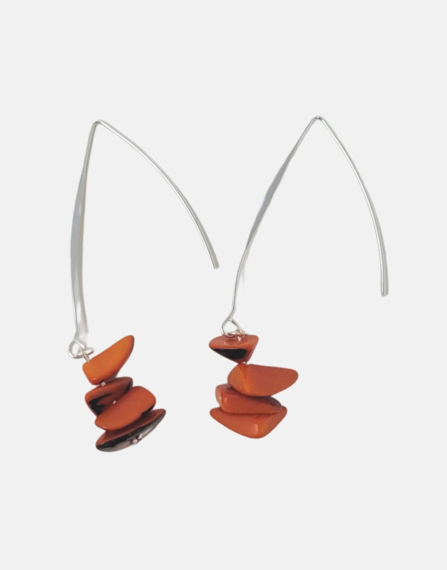 Pretty Pink Eco-Jewellery - Tagua Shavings Drop Earrings: Green