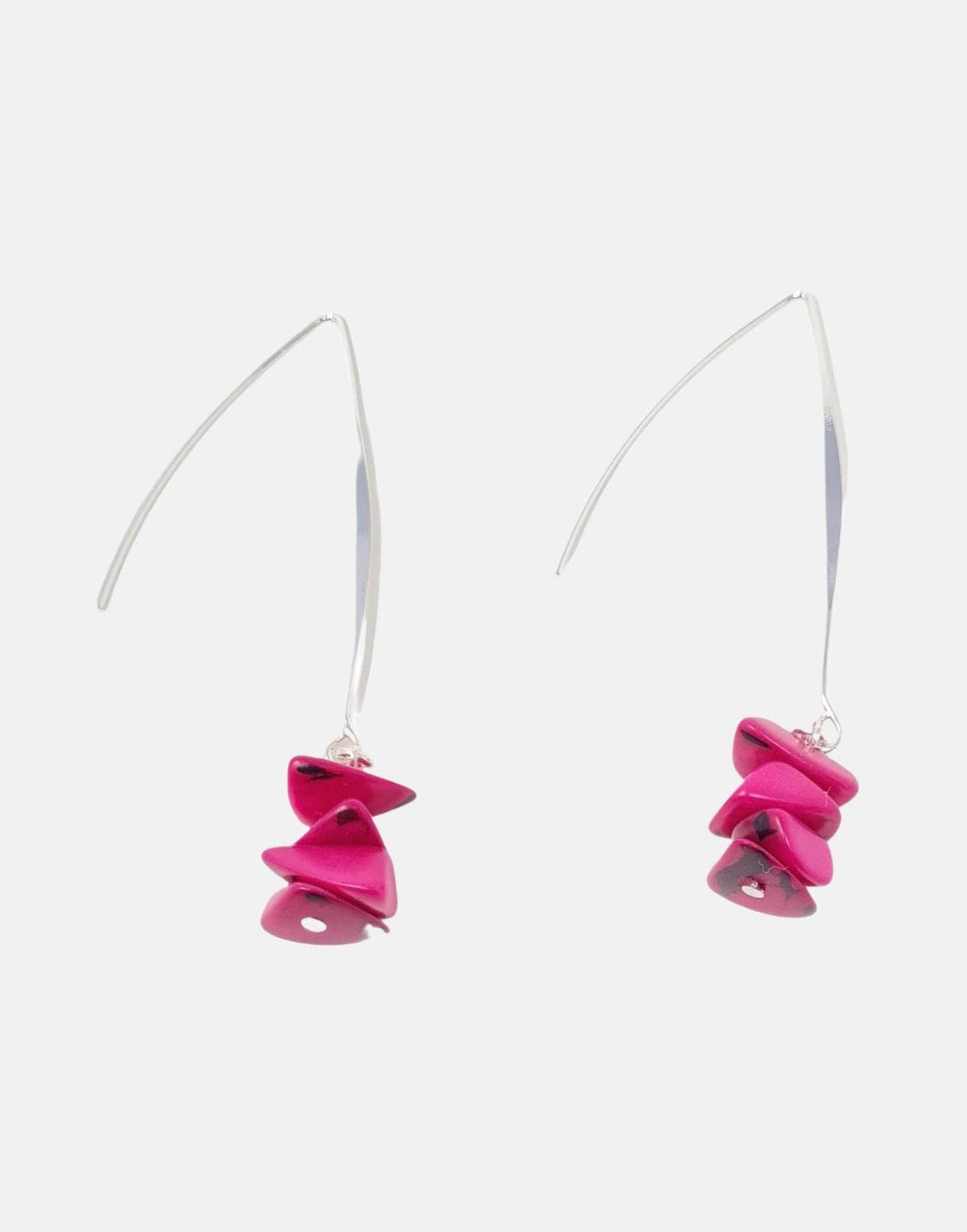 Pretty Pink Eco-Jewellery - Tagua Shavings Drop Earrings: Orange