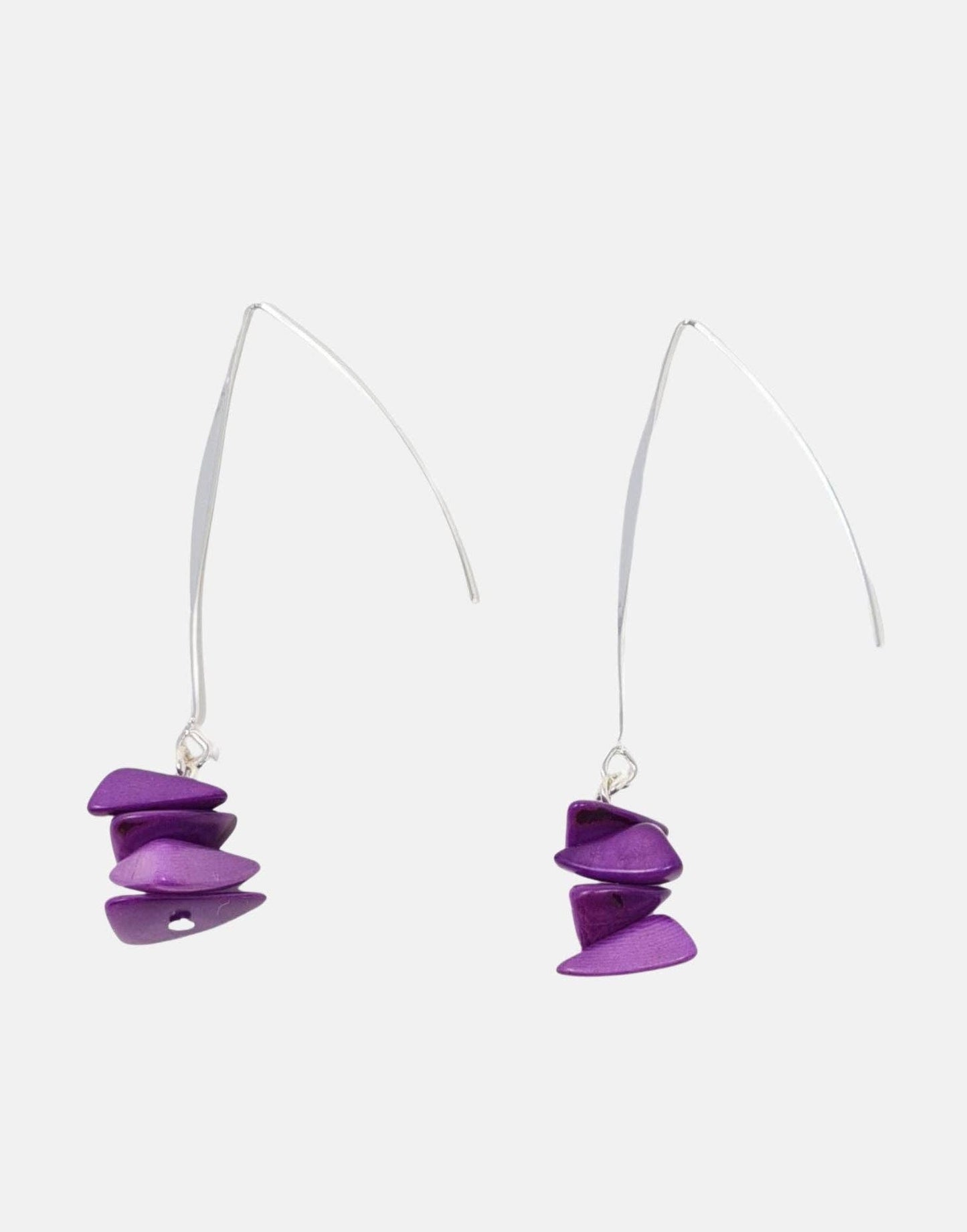Pretty Pink Eco-Jewellery - Tagua Shavings Drop Earrings: Green