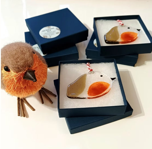 Glass Winter Robins