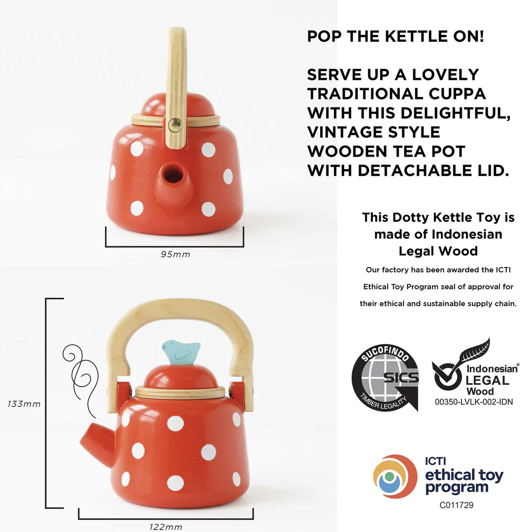 Red Vintage Honeybake Wooden Kettle