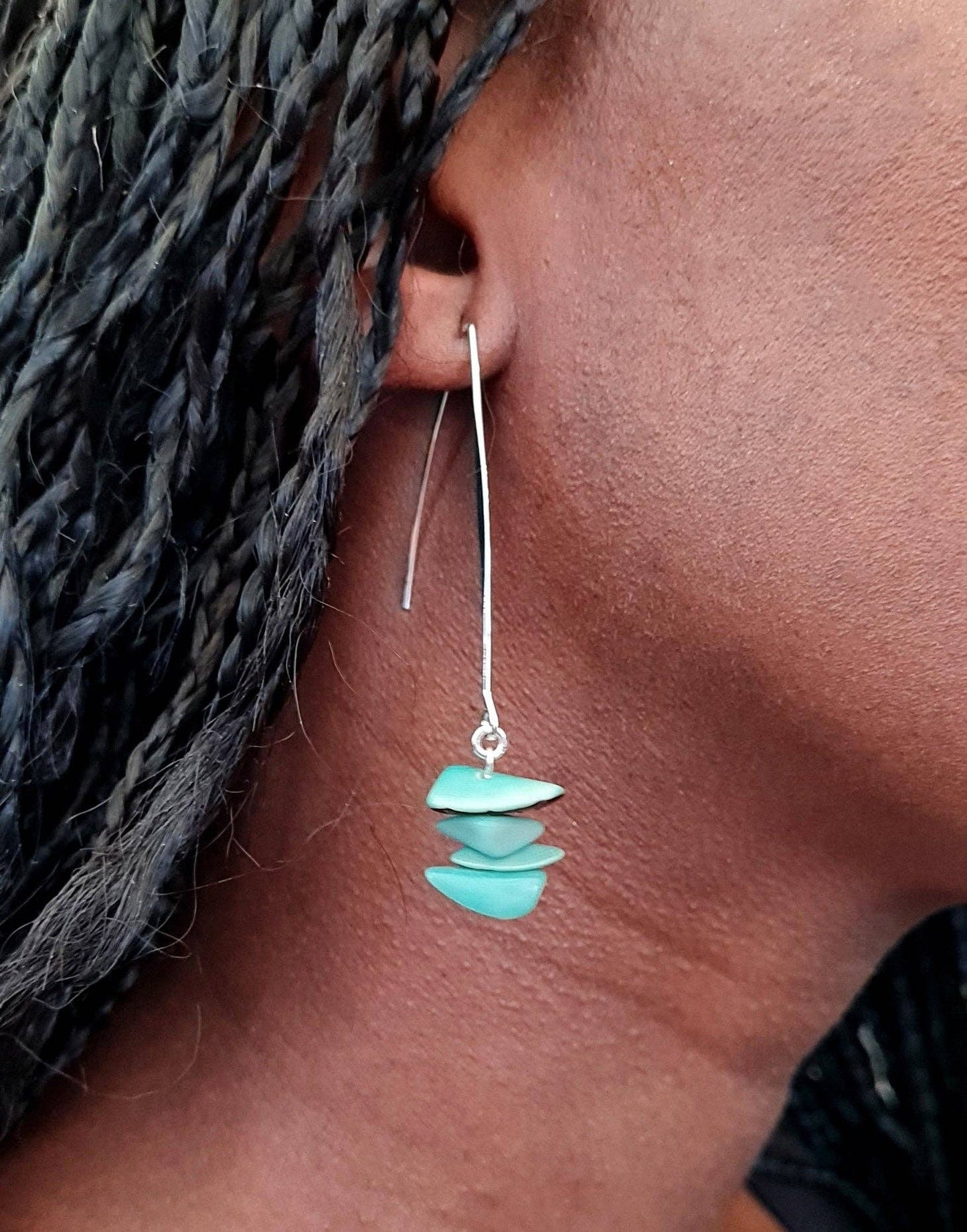 Pretty Pink Eco-Jewellery - Tagua Shavings Drop Earrings: Green