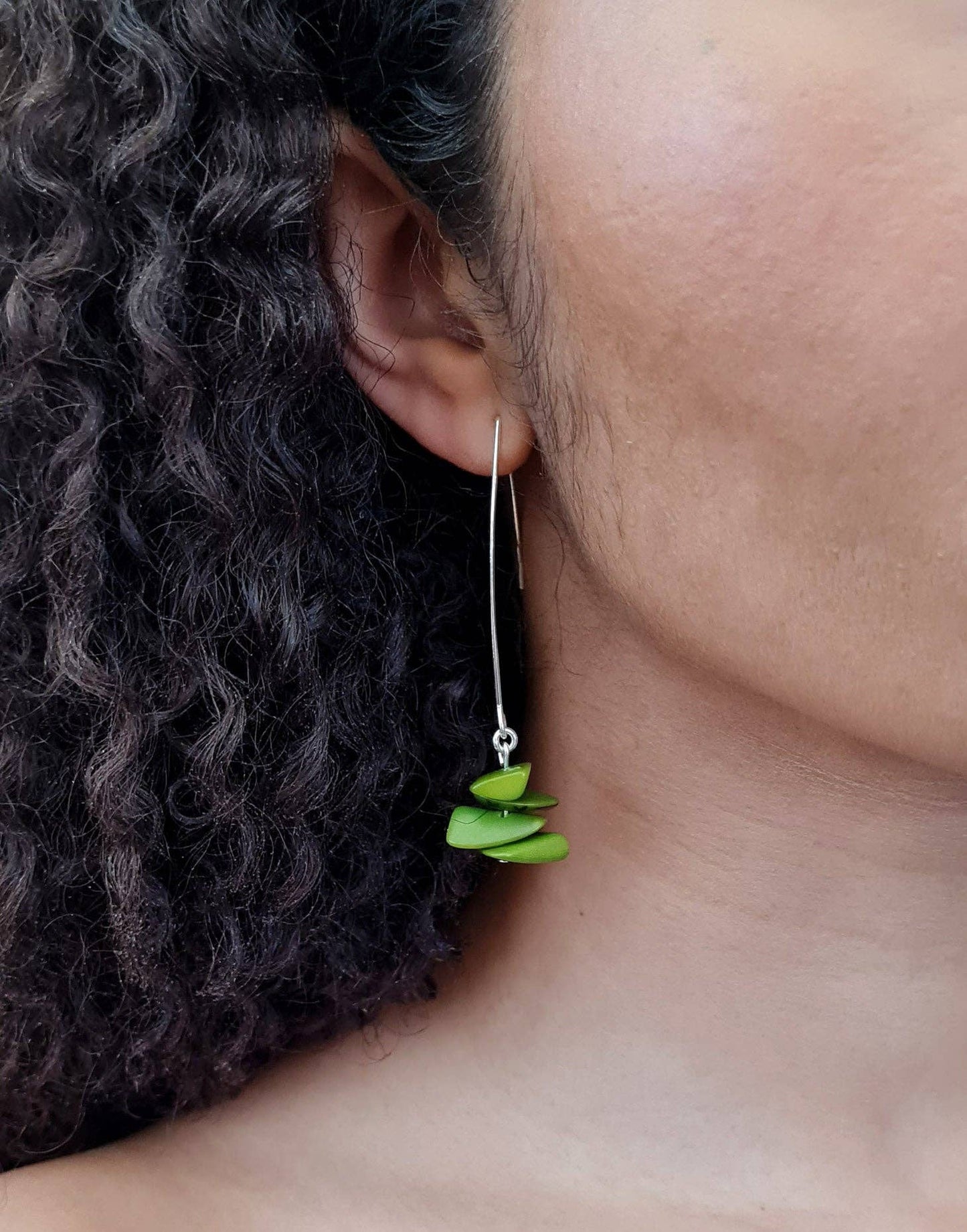 Pretty Pink Eco-Jewellery - Tagua Shavings Drop Earrings: Pink