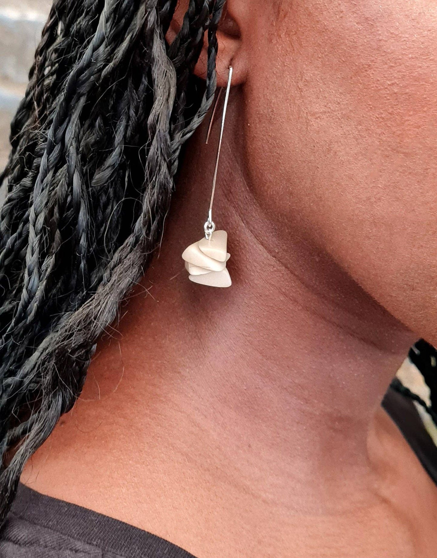 Pretty Pink Eco-Jewellery - Tagua Shavings Drop Earrings: Green