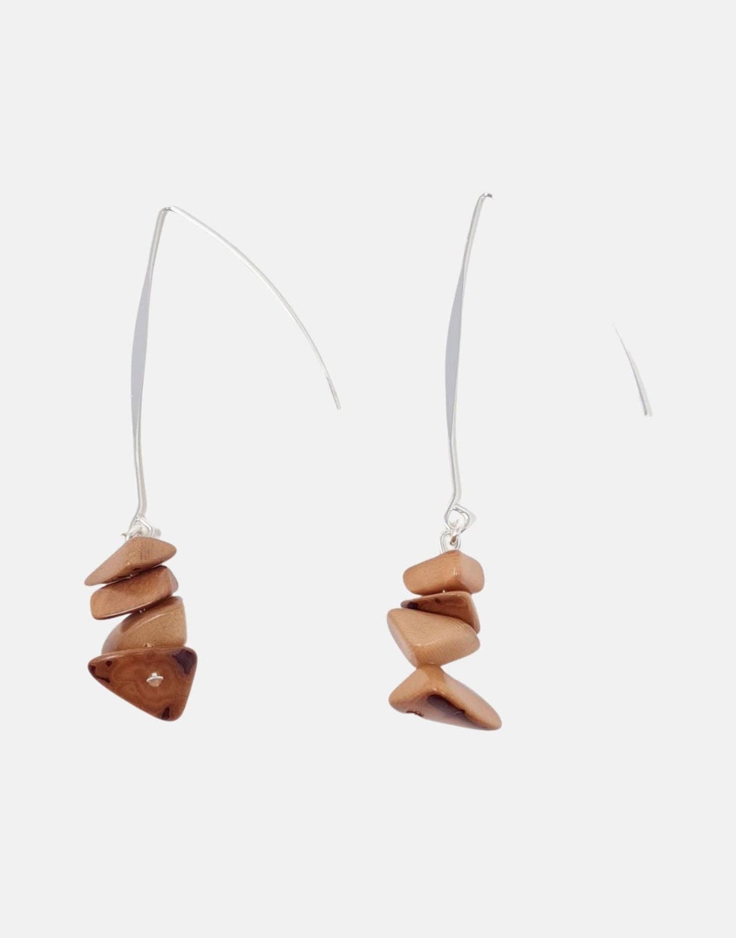 Pretty Pink Eco-Jewellery - Tagua Shavings Drop Earrings: Pink