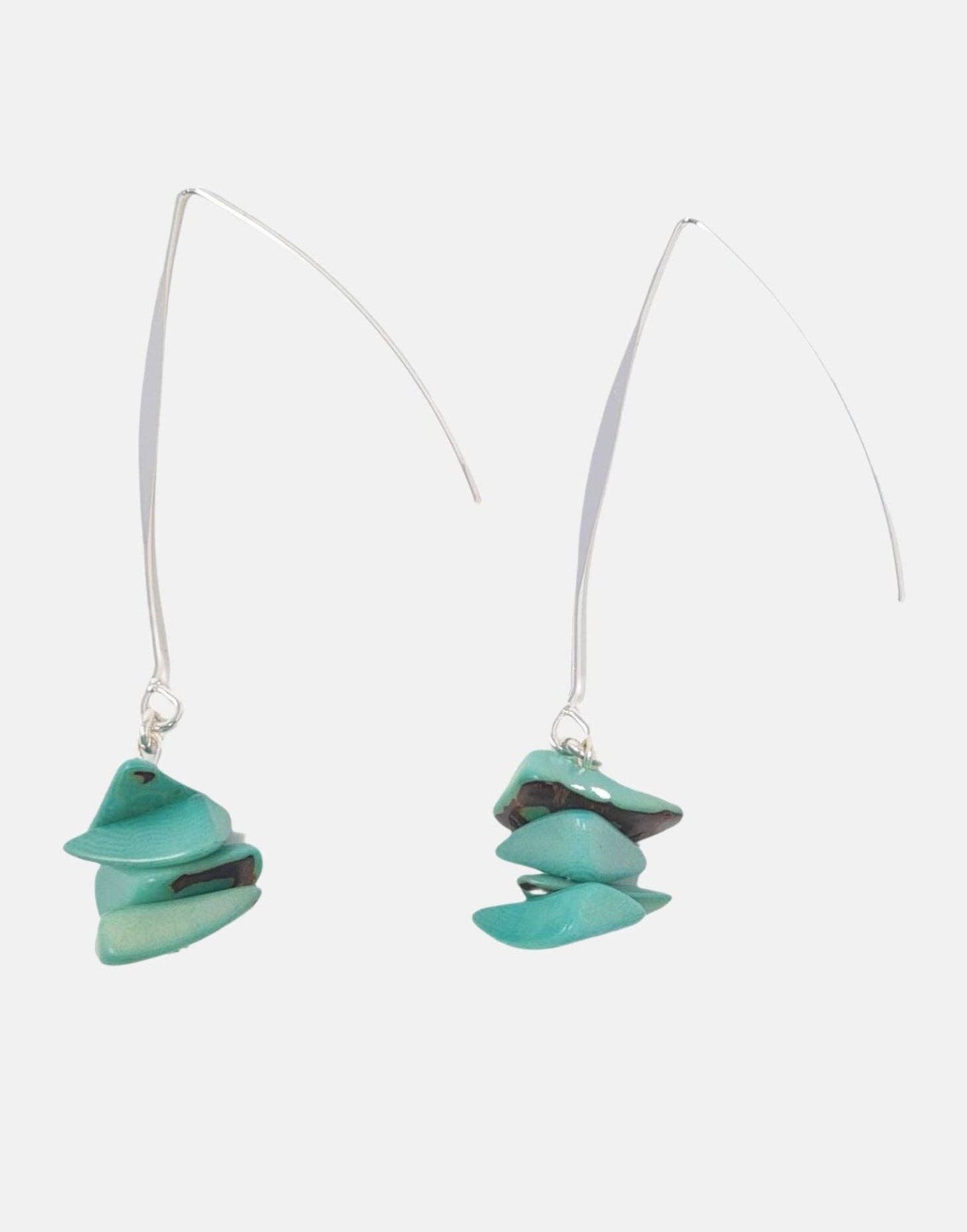 Pretty Pink Eco-Jewellery - Tagua Shavings Drop Earrings: Green