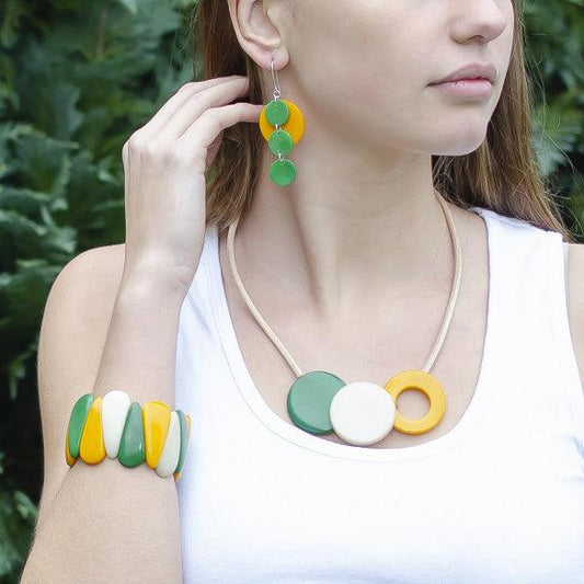 NODOVA - Thais Earrings - Saffron Yellow / Prairie Green - Gigglewick Gallery